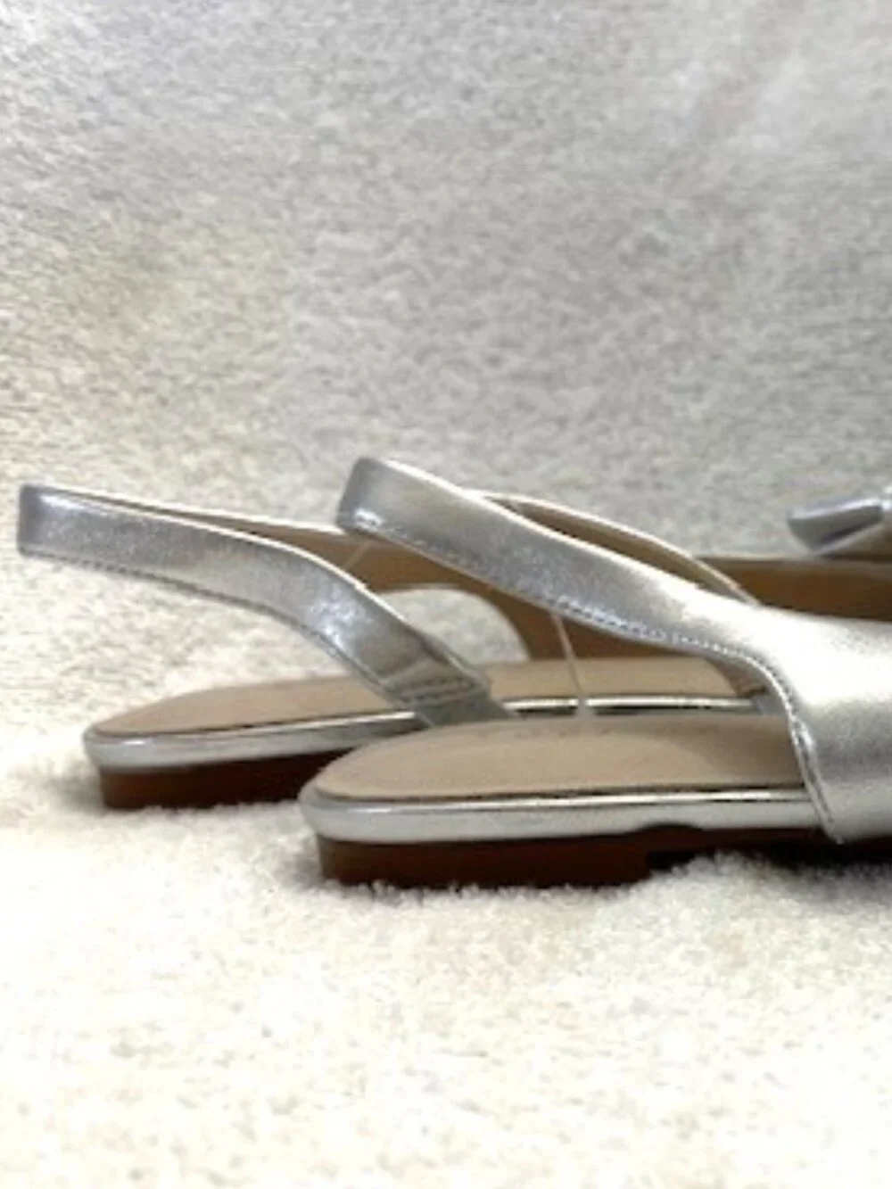 Yosi Samra matte silver metallic leather Violet Half d'Orsay Slingback Flats